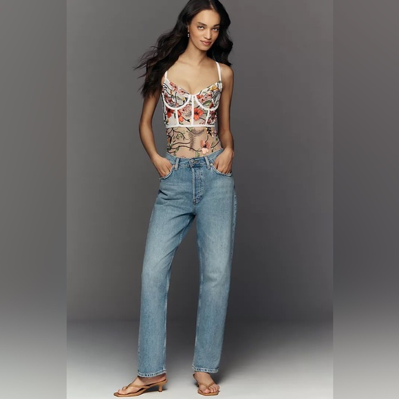 New LYREBIRD By Anthropologie Floral Mesh Embroidered Bodysuit Shaper Sz XL - Picture 3 of 11